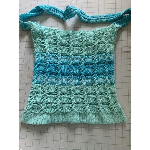 Handmade Aquamarine Hand Crocheted Handbag - Picture 7 of 10